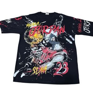 Michael Jordan Slam Dunk Graphic T Shirt Black Basketball All Over‎ Print